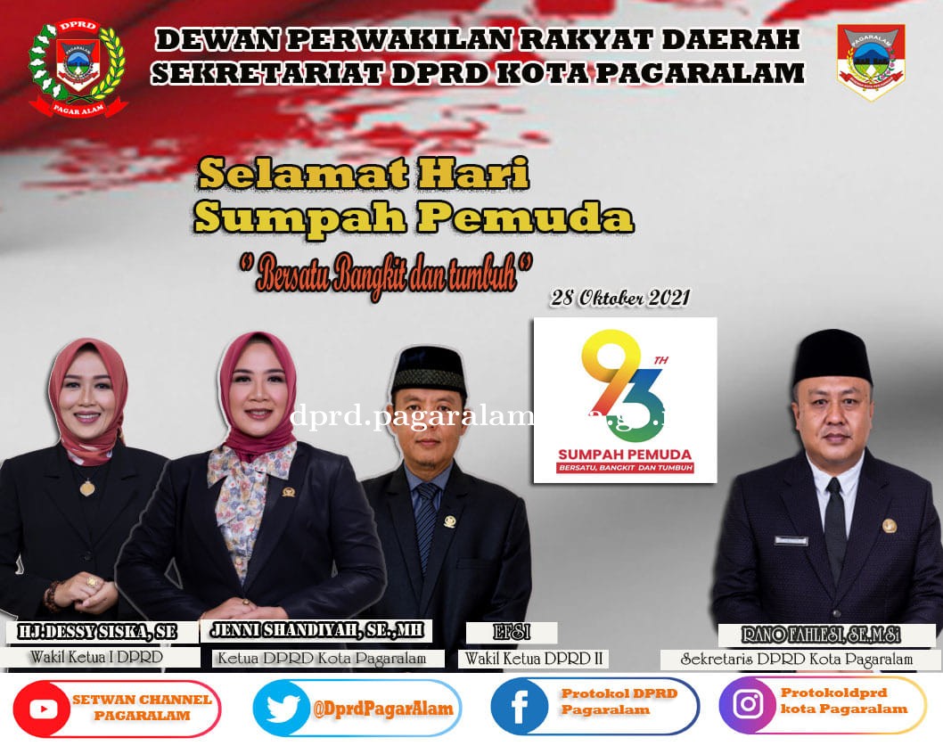 DPRD dan Sekretariat DPRD Mengucapkan Selamat  Hari Sumpah Pemuda Tahun 2021