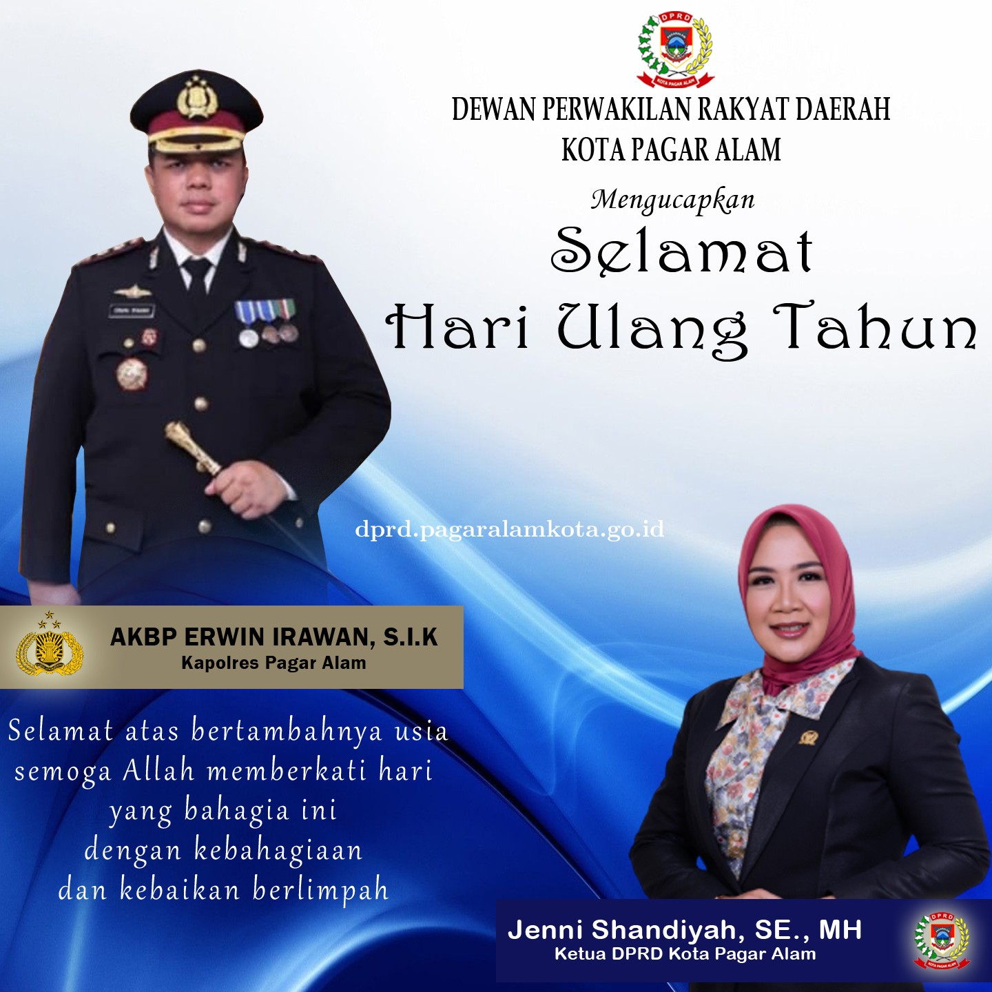 DPRD DAN SEKRETARIAT DPRD KOTA PAGAR ALAM MENGUCAPAK SELAMAT ULANG TAHUN KEPADA AKBP ERWIN, S.I.K KA